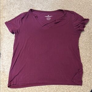 American Eagle Outfitters Maroon Super Soft Short Sleeve Tee
